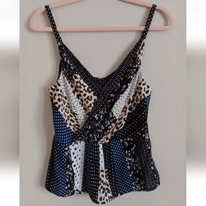 CAbi Multi Print Crossover Cami Blouse